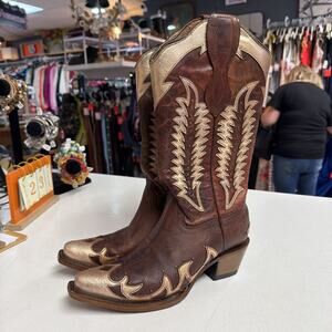 Circle G Cognac Studded Overlay Western Boots